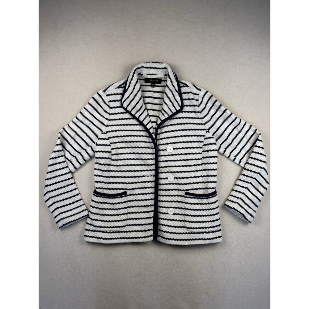 Women's TALBOTS‎ XS Striped Blazer Cardigan Jacket Cotton Polyester Spandex